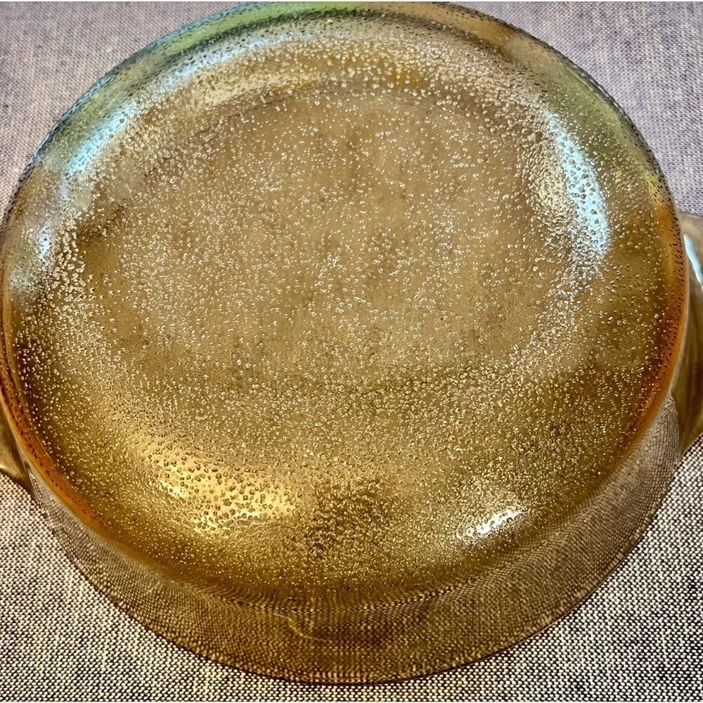 Vintage Set 3 Glass bake Jeanette Amber  Yellow Daisy Ovenware